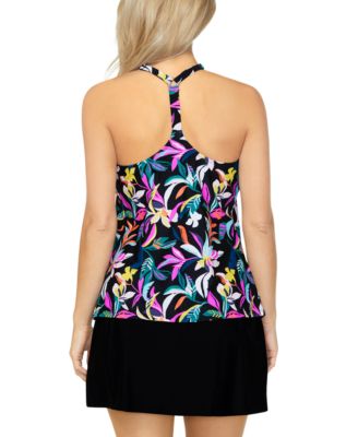 Shop Island Escape Womens Printed Racerback Tankini Top La Palma High Waist Swim Skirt Created For Macys In Black