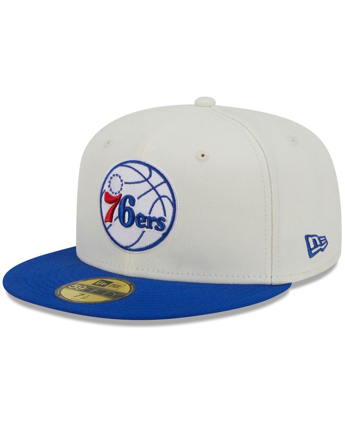 Shop Staple Men's New Era X  Cream, Royal Philadelphia 76ers Nba X  Two-tone 59fifty Fitted Hat In Cream,royal