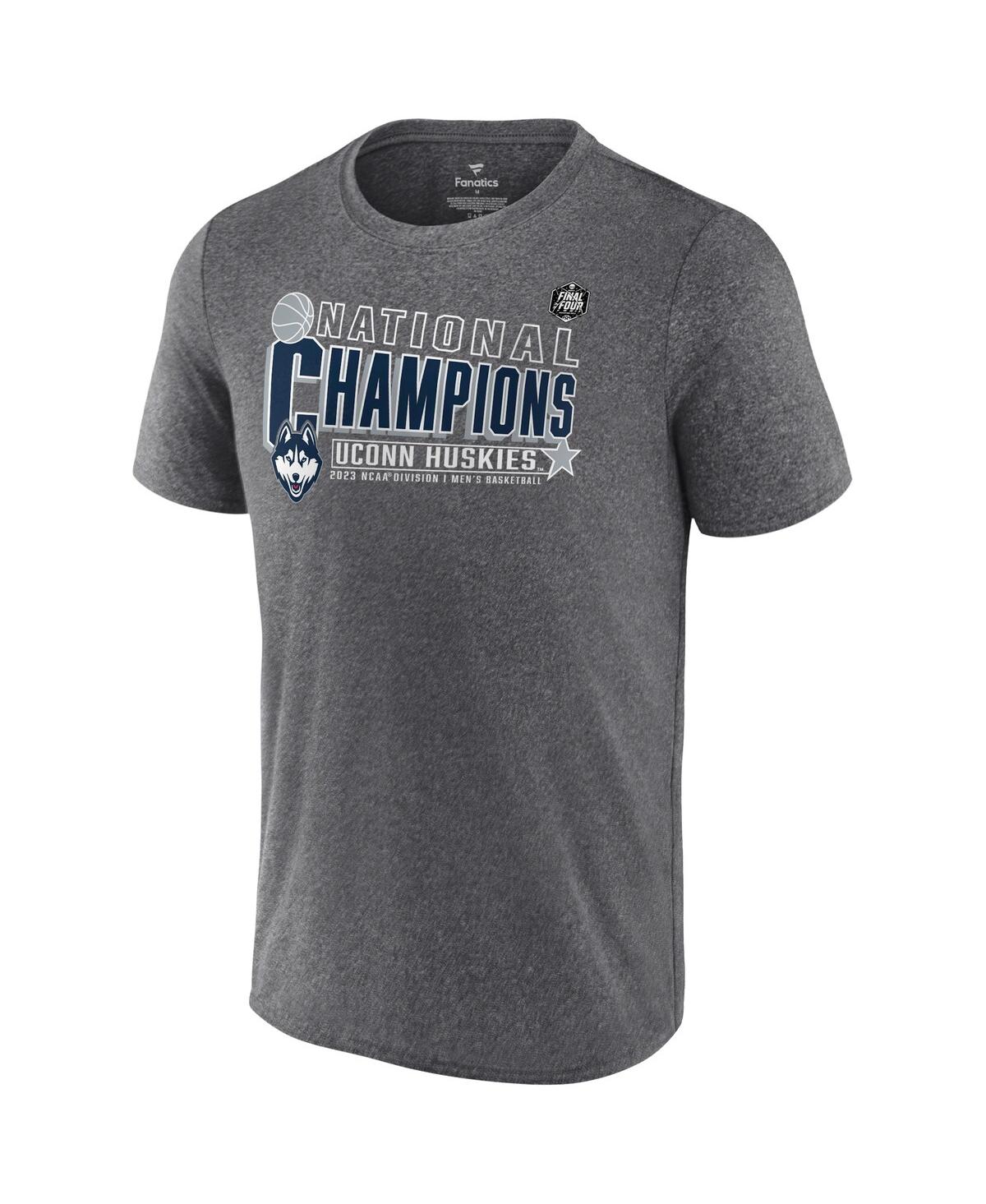 Men's FanaticsUConn Huskies 2023 Ncaa Men's Basketball National Champions Synthetic T-shirt - Heather Gray