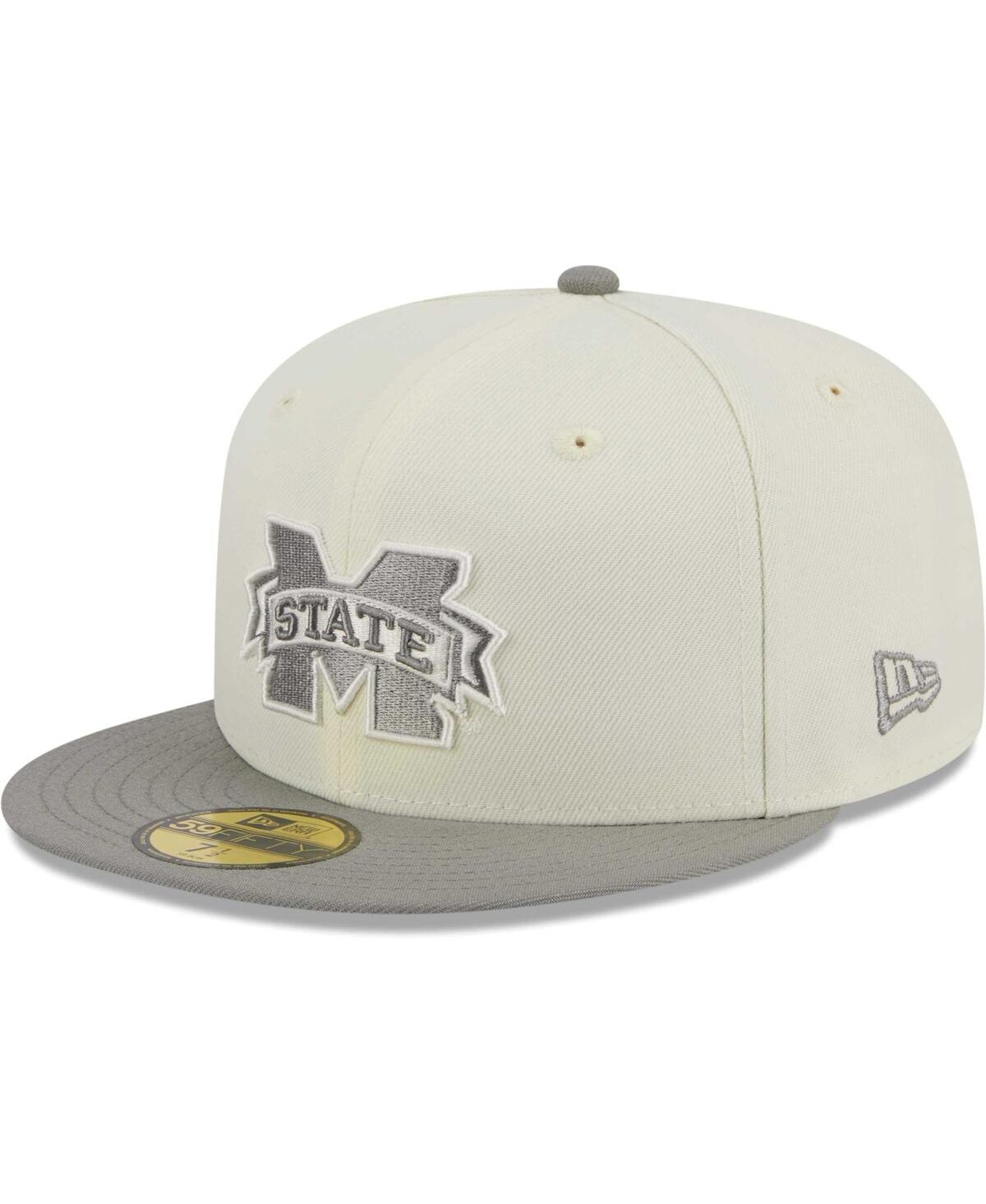 Men's New Era Gray Mississippi State Bulldogs Chrome & Concrete 59FIFTY Fitted Hat - Gray