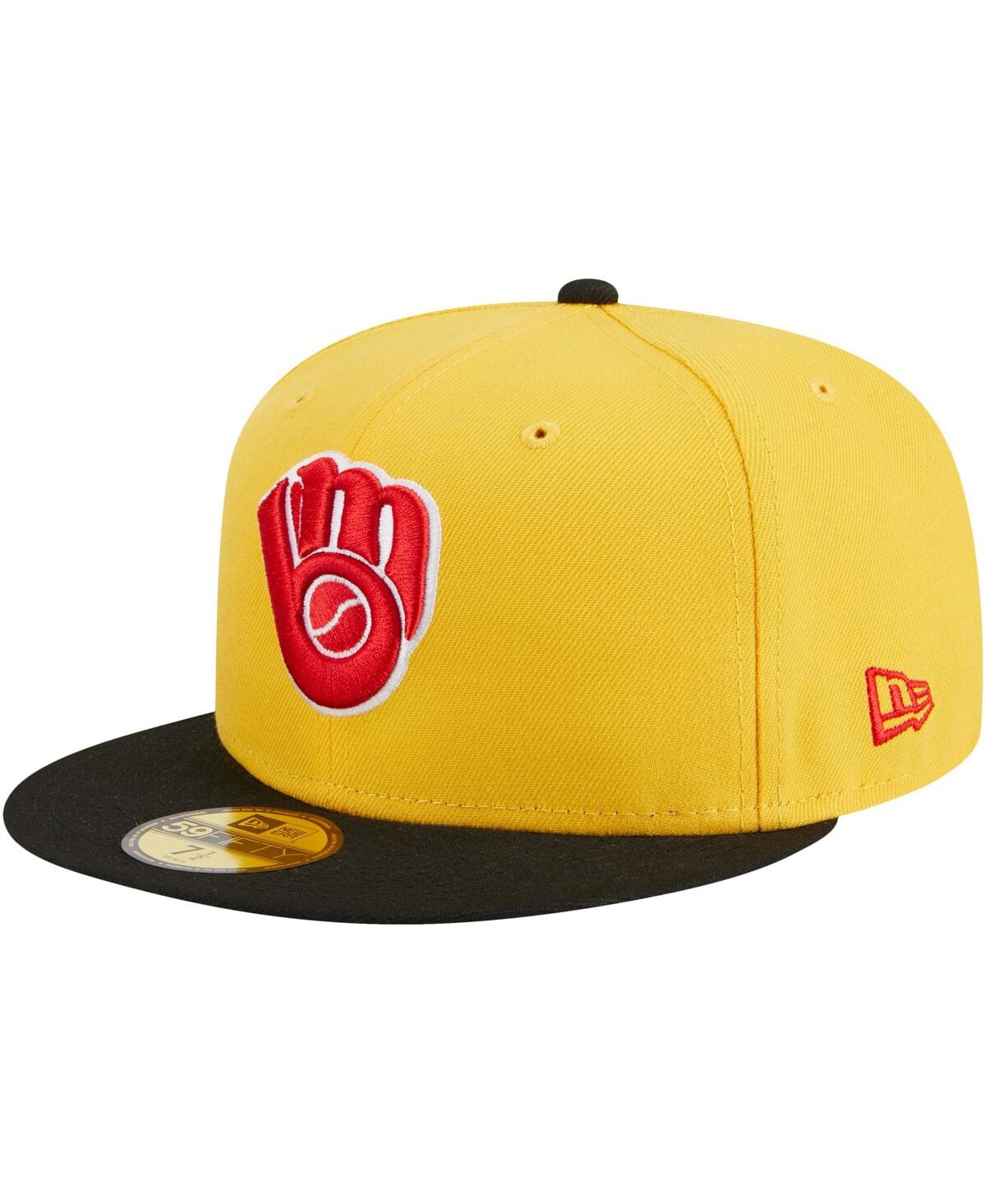 Men's New Era Black Milwaukee Brewers Grilled 59FIFTY Fitted Hat - Black