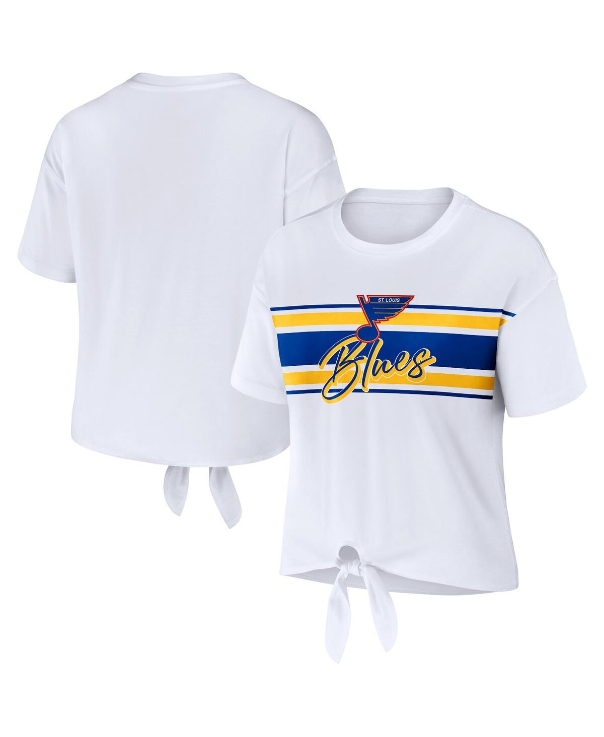 Shop Wear By Erin Andrews Women's  White St. Louis Blues Front Knot T-shirt