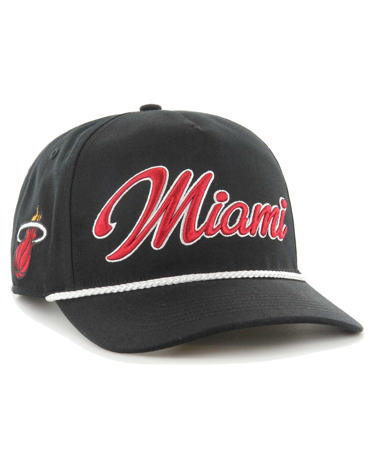 47 Brand Men's ' Black Miami Heat Overhand Logo Hitch Adjustable Hat