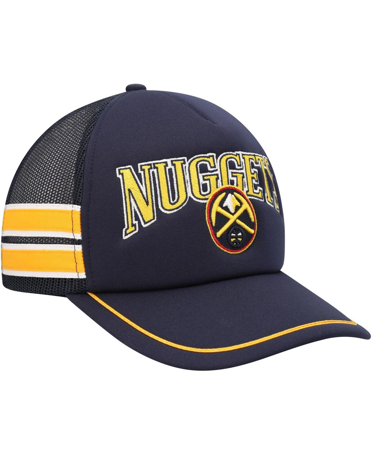 Shop 47 Brand Men's ' Navy Denver Nuggets Sidebrand Stripes Trucker Adjustable Hat
