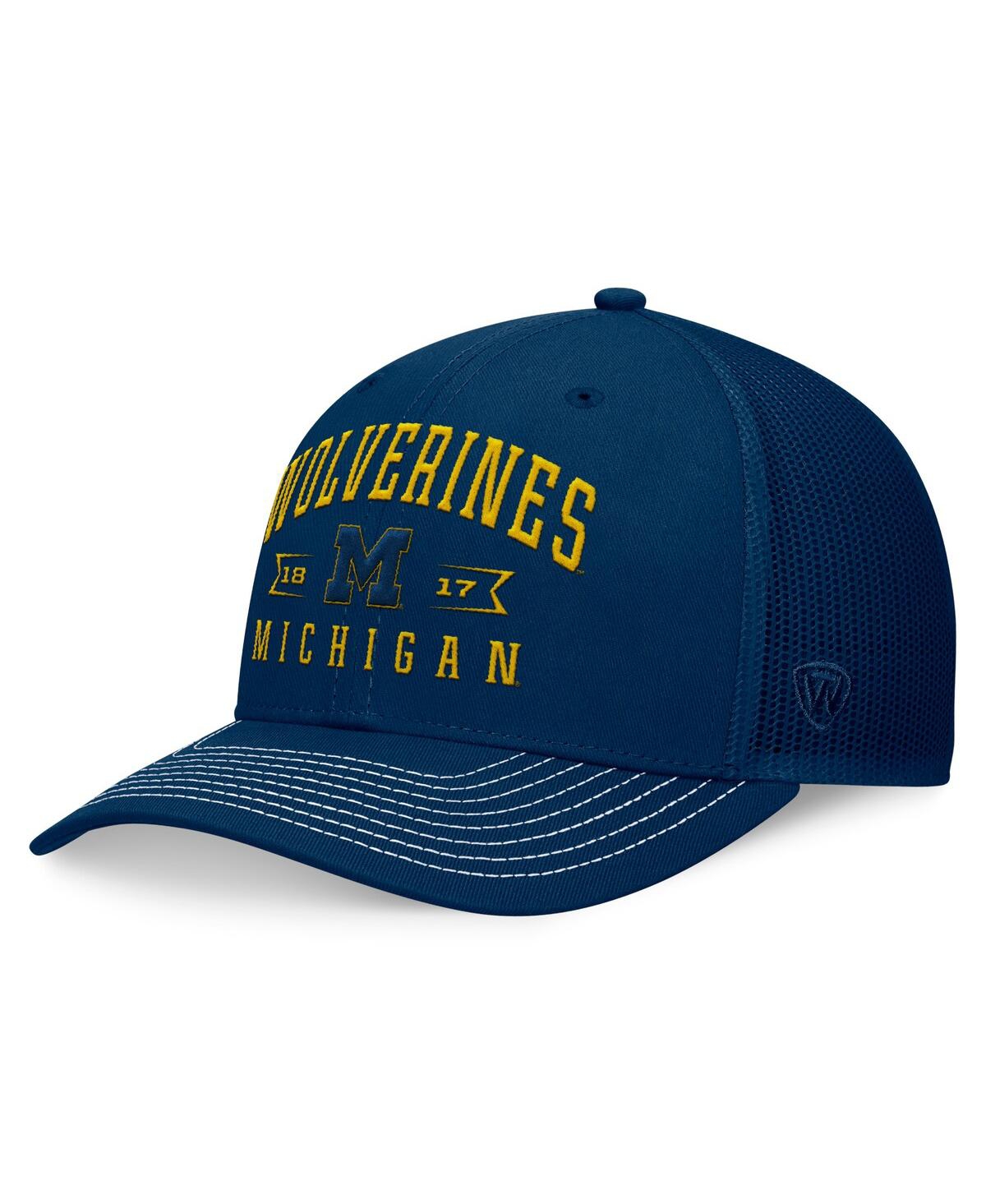 Shop Top Of The World Men's  Navy Michigan Wolverines Carson Trucker Adjustable Hat