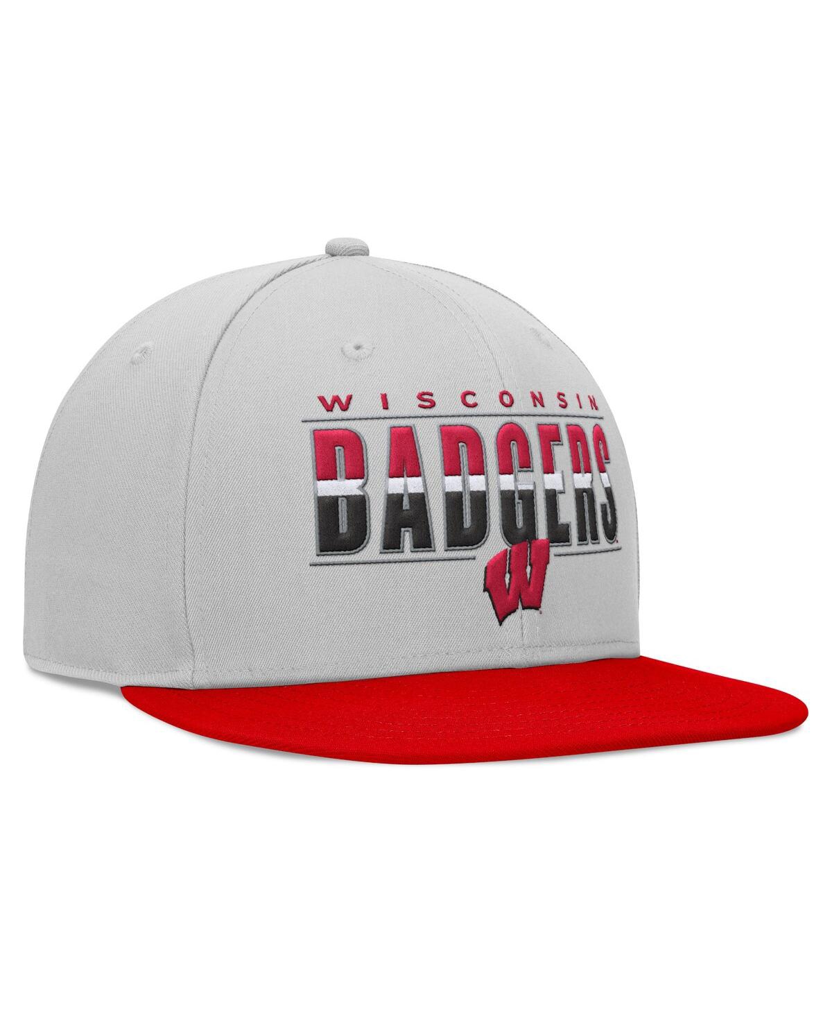 Shop Top Of The World Men's  Gray Wisconsin Badgers Hudson Snapback Hat