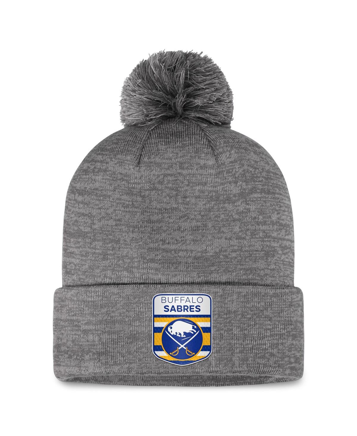 Shop Fanatics Men's  Gray Buffalo Sabres Authentic Pro Home Ice Cuffed Knit Hat With Pom