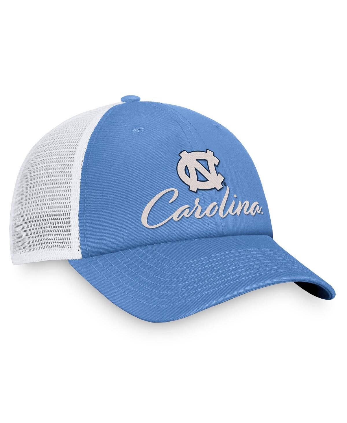 Shop Top Of The World Women's  Carolina Blue, White North Carolina Tar Heels Charm Trucker Adjustable Hat In Carolina Blue,white