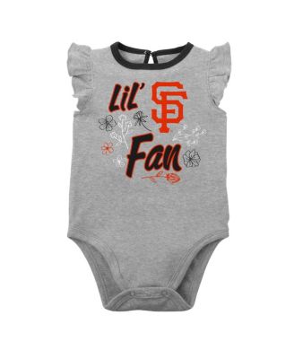 Baby Girls Black, Heather Gray San Francisco Giants Little Fan Two-Pack Bodysuit Set