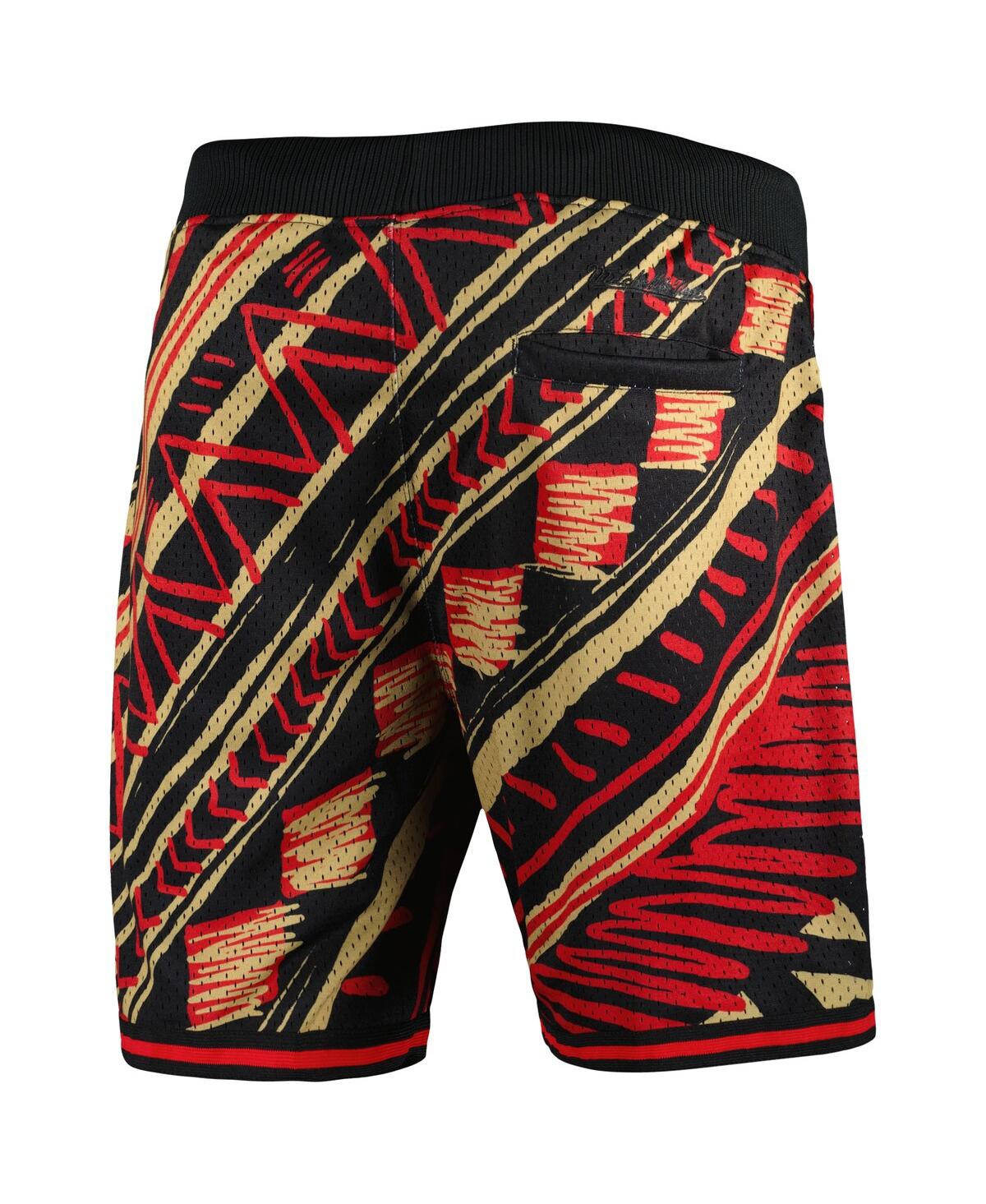 MITCHELL & NESS MEN'S MITCHELL & NESS BLACK ATLANTA UNITED FC TRIBAL FASHION SHORTS 