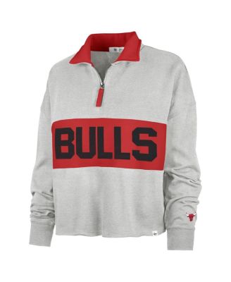 Women's Heather Gray Distressed Chicago Bulls Breakthrough Remi Quarter-Zip Jacket