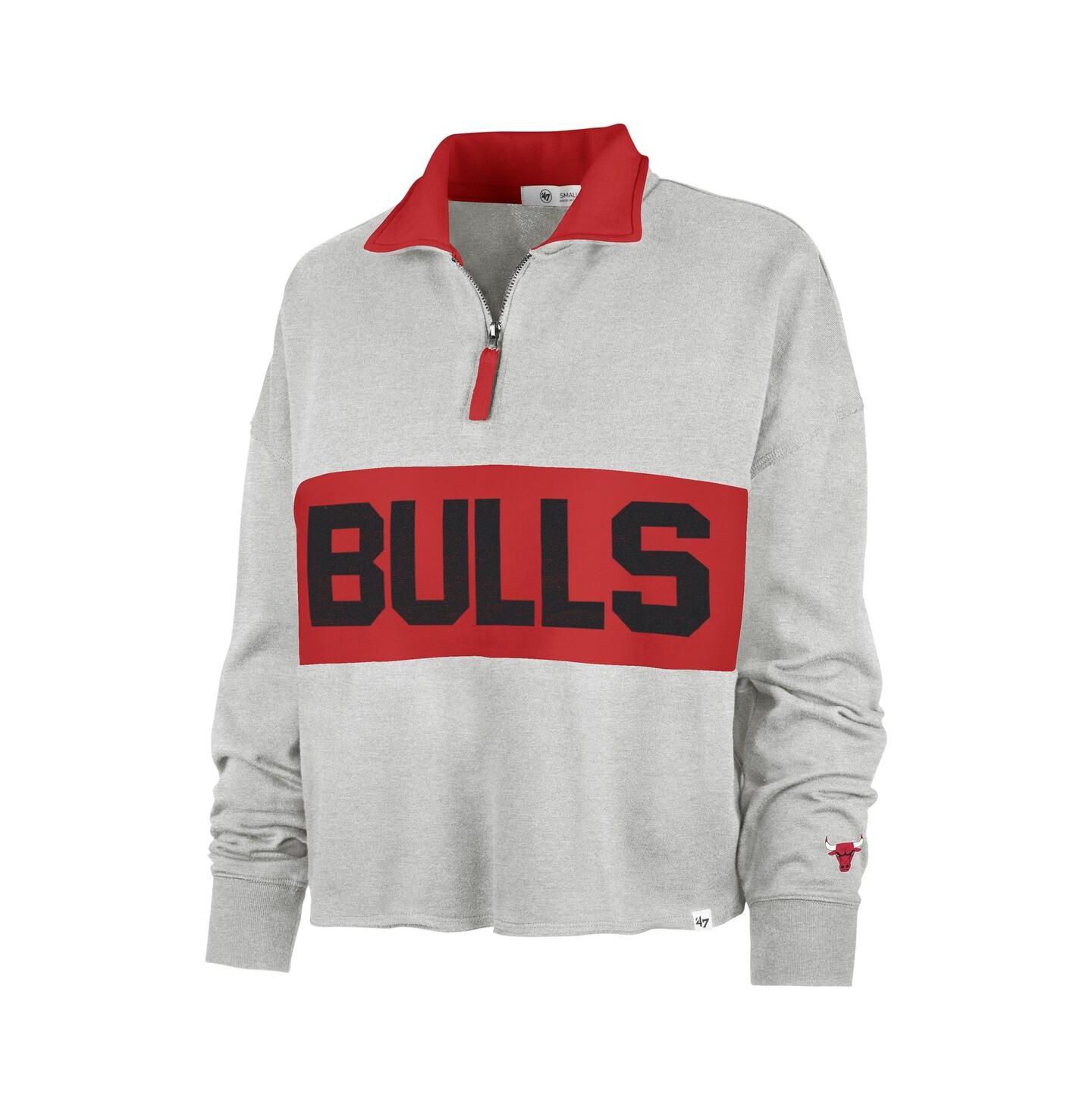Женская куртка '47 Brand Heather Gray Distressed Chicago Bulls Breakthrough Remi Quarter-Zip — фото 3