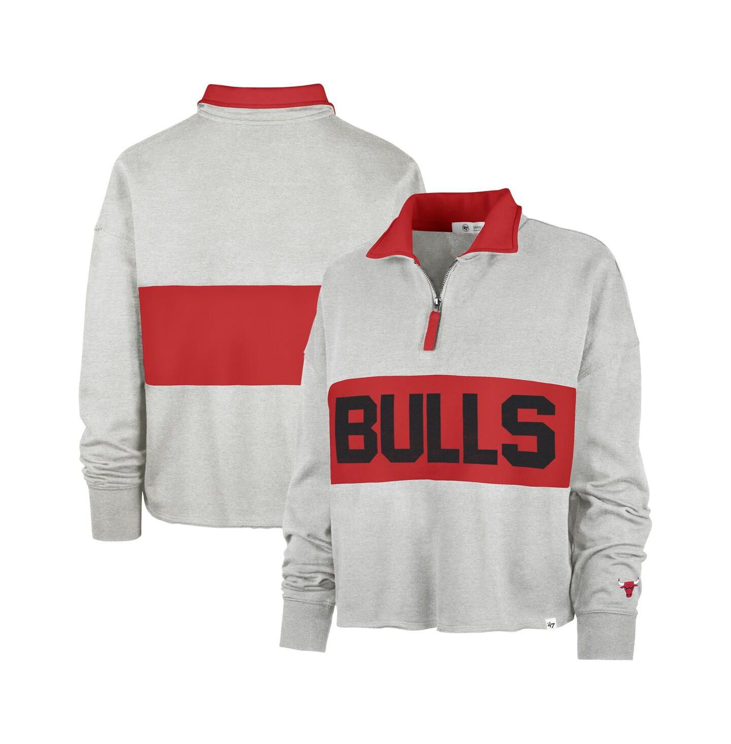 Женская куртка '47 Brand Heather Gray Distressed Chicago Bulls Breakthrough Remi Quarter-Zip — фото 1