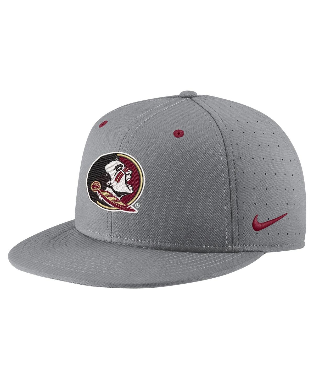 Nike Men's  Gray Florida State Seminoles Usa Side Patch True Aerobill Performance Fitted Hat