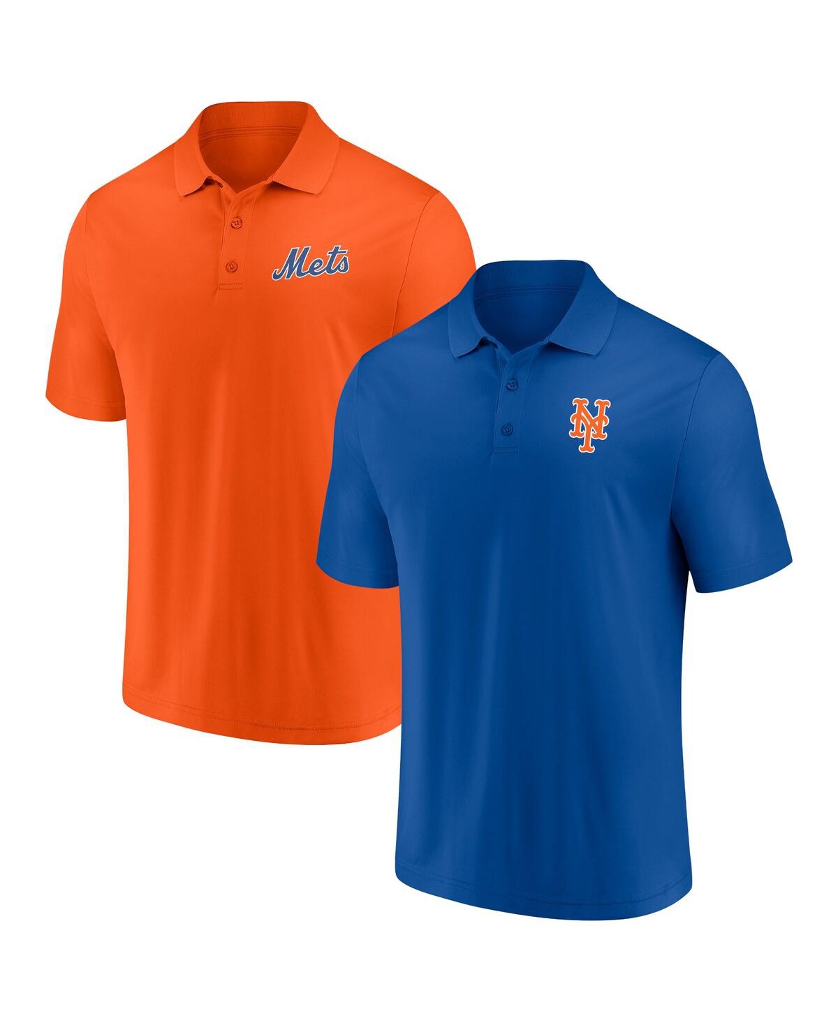 Shop Fanatics Men's  Royal, Orange New York Mets Dueling Logos Polo Shirt Combo Set In Royal,orange