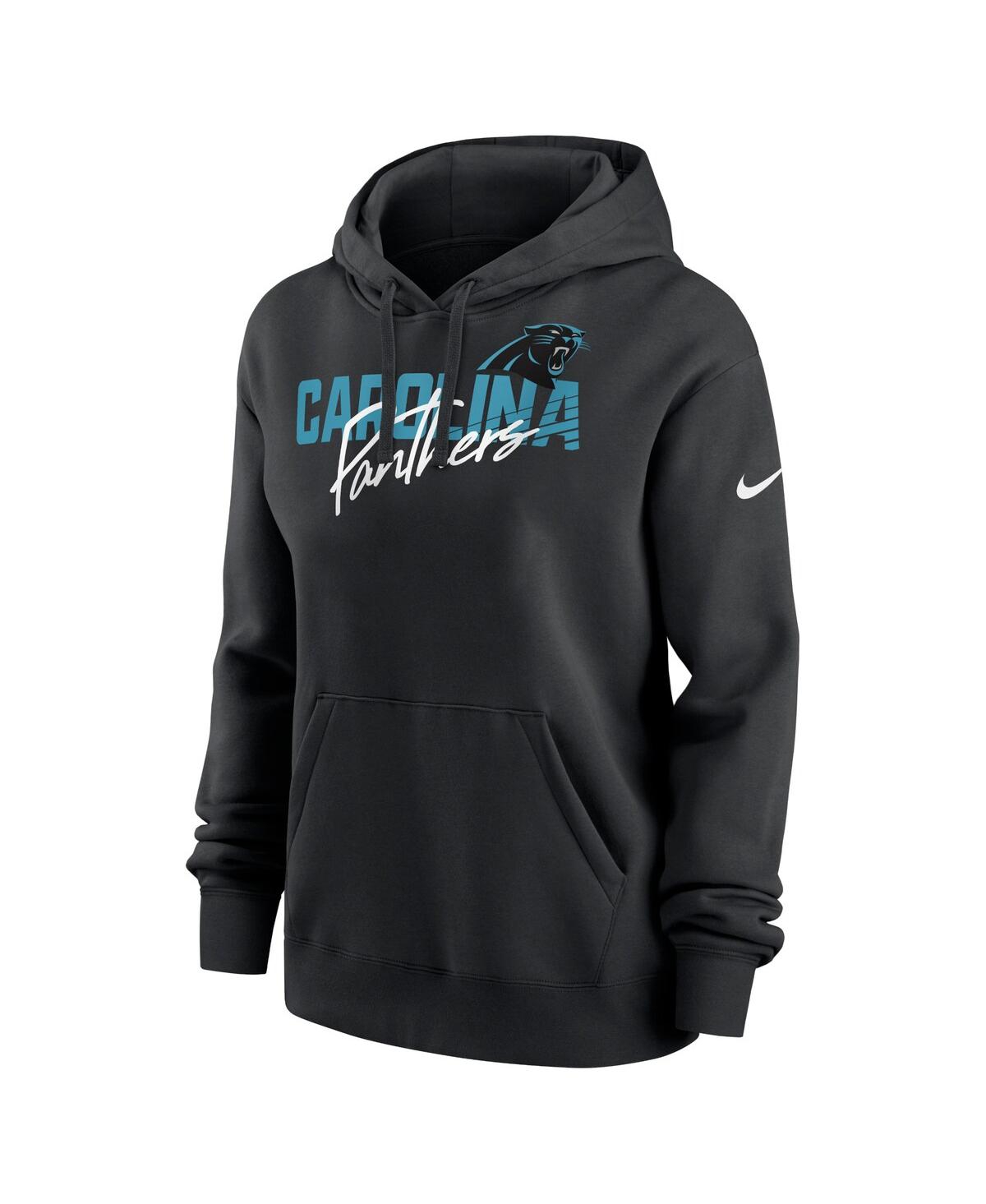 Shop Nike Women's  Black Carolina Panthers Wordmark Club Fleece Pullover Hoodie