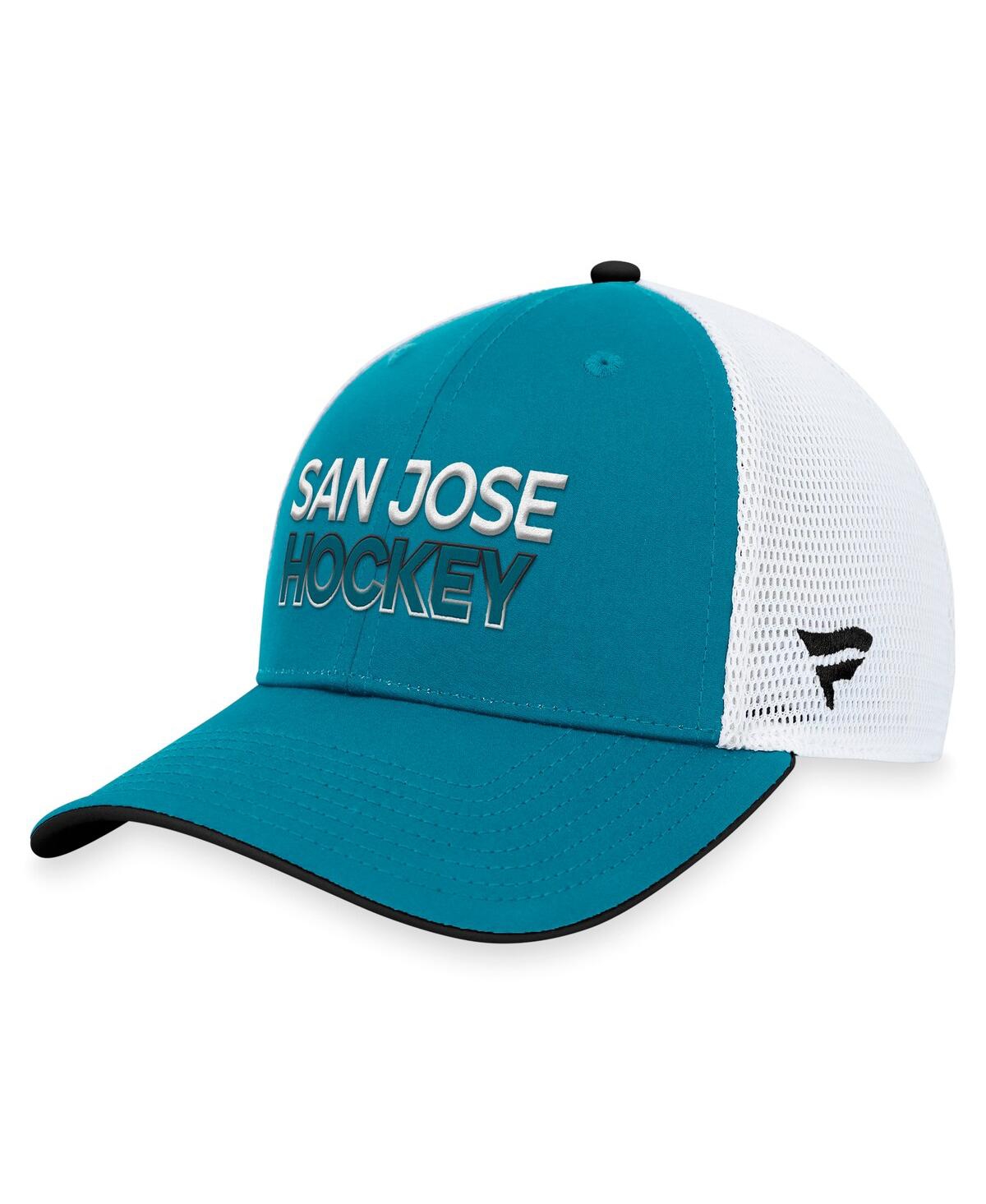 Shop Fanatics Men's  Teal San Jose Sharks Authentic Pro Rink Trucker Adjustable Hat