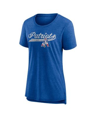 Women's Heather Royal Distressed New England Patriots Original Play Tri-Blend T-shirt