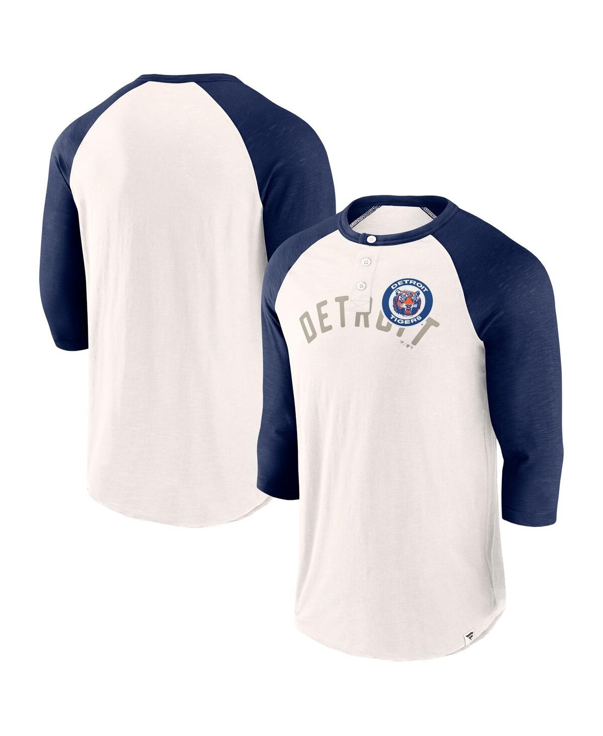 Shop Fanatics Men's  White, Navy Detroit Tigers Backdoor Slider Raglan 3/4-sleeve T-shirt In White,navy