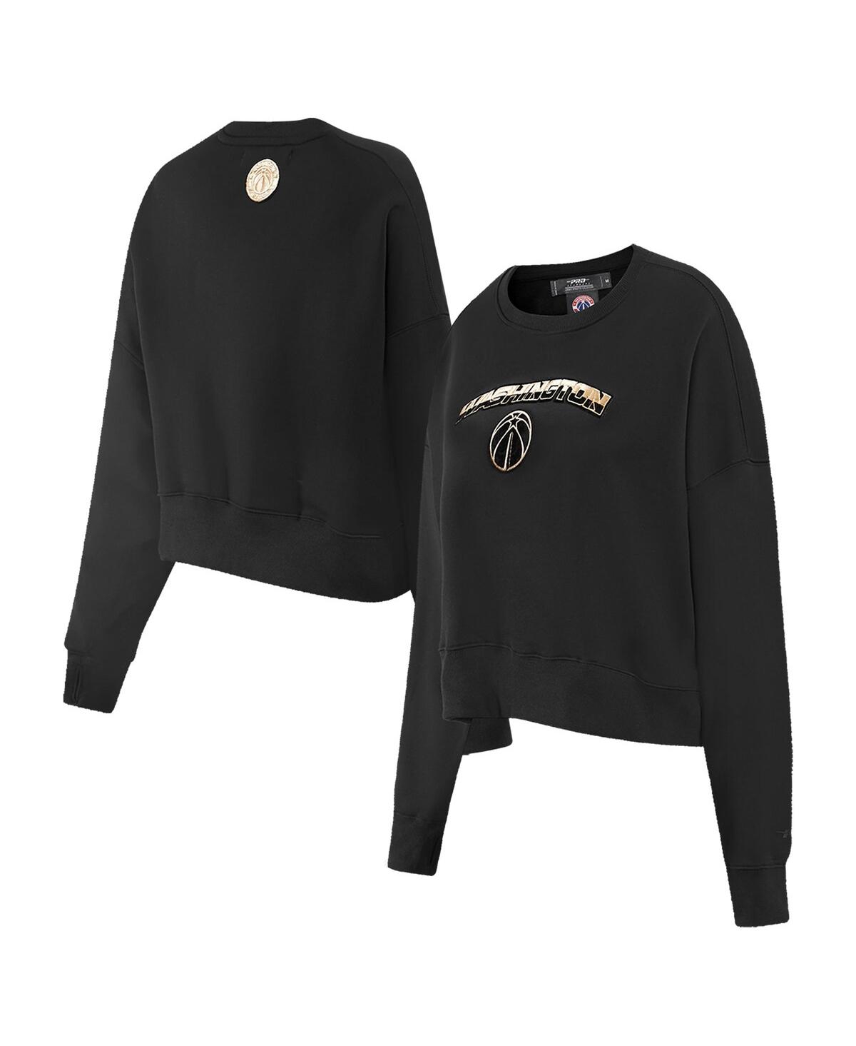 Shop Pro Standard Women's  Black Washington Wizards Glam Cropped Pullover Sweatshirt