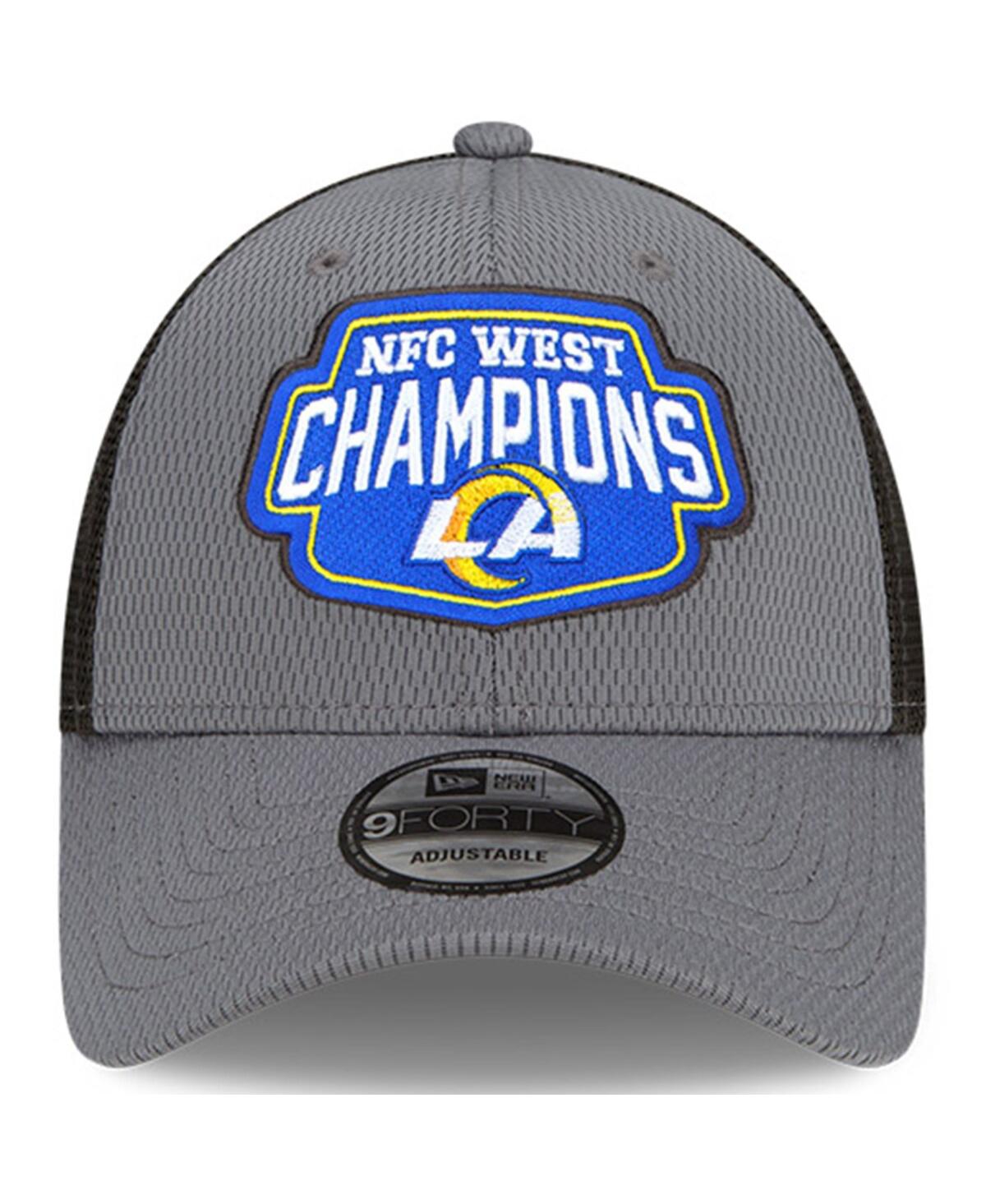 Men's New EraLos Angeles Rams 2021 Nfc West Division Champions 9FORTY Trucker Snapback Hat - Graphite
