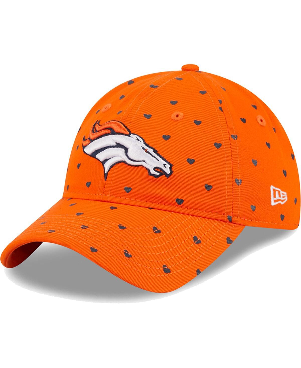 Shop New Era Girls Youth  Orange Denver Broncos Hearts 9twenty Adjustable Hat