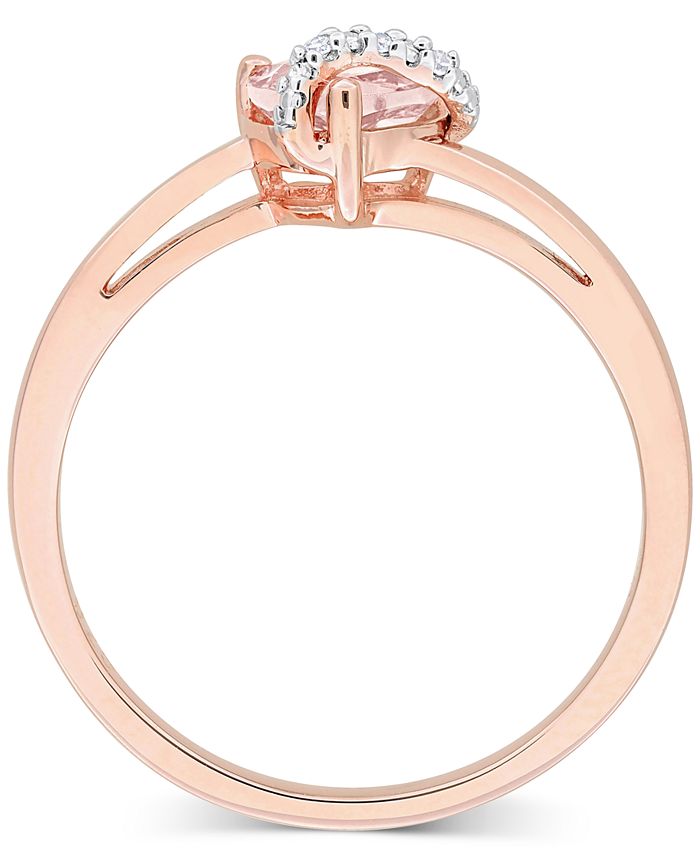 Macy's Morganite (5/8 ct. t.w.) & Diamond Accent Heart Ring in 18k Rose ...