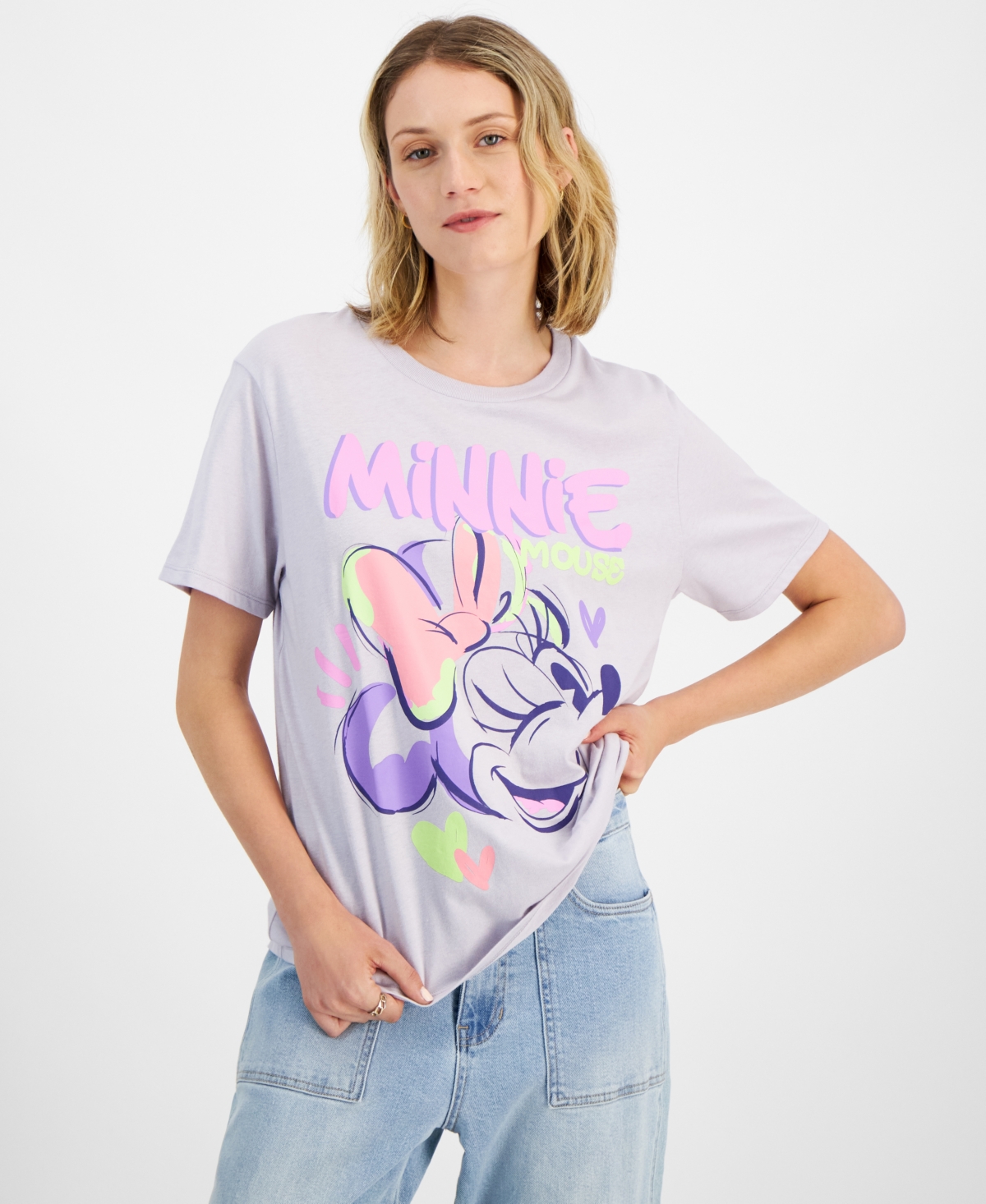 Juniors' Minnie Wink Sketch Graphic T-Shirt - Lavender Blue