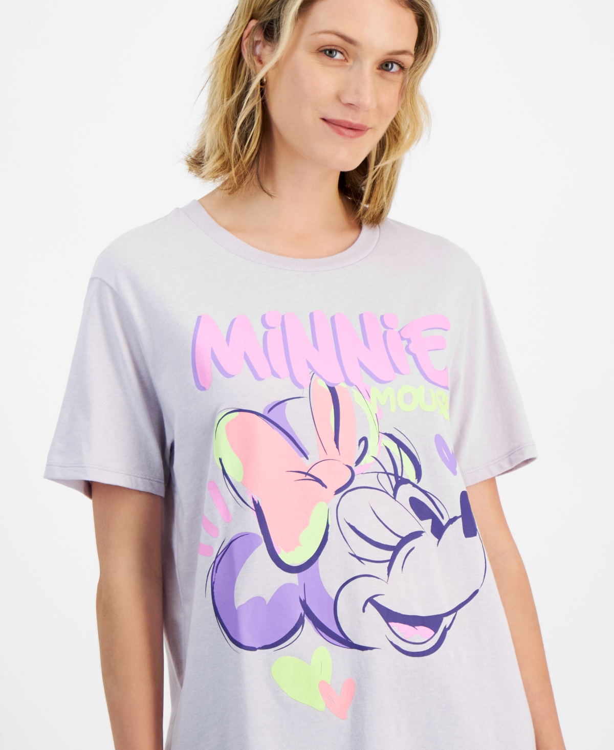Shop Disney Juniors' Minnie Wink Sketch Graphic T-shirt In Lavender Blue