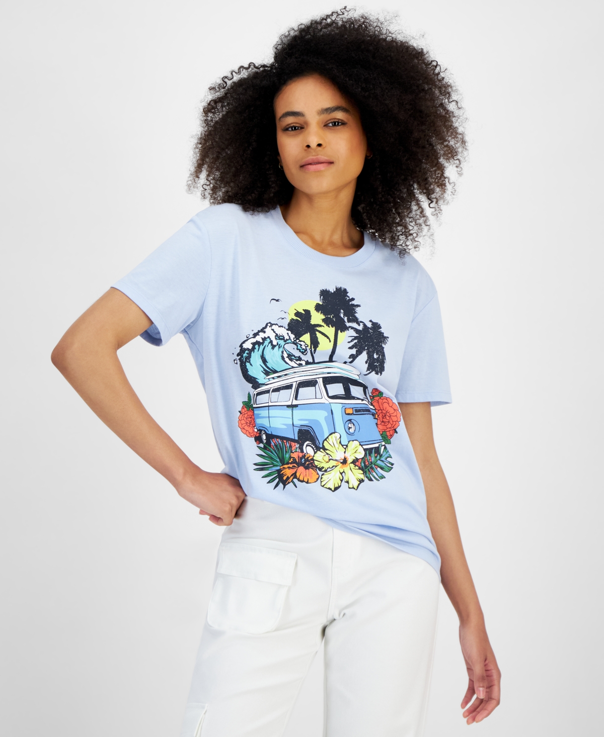 Shop Self Esteem Juniors' Surf Graphic T-shirt In Kentucky Blue