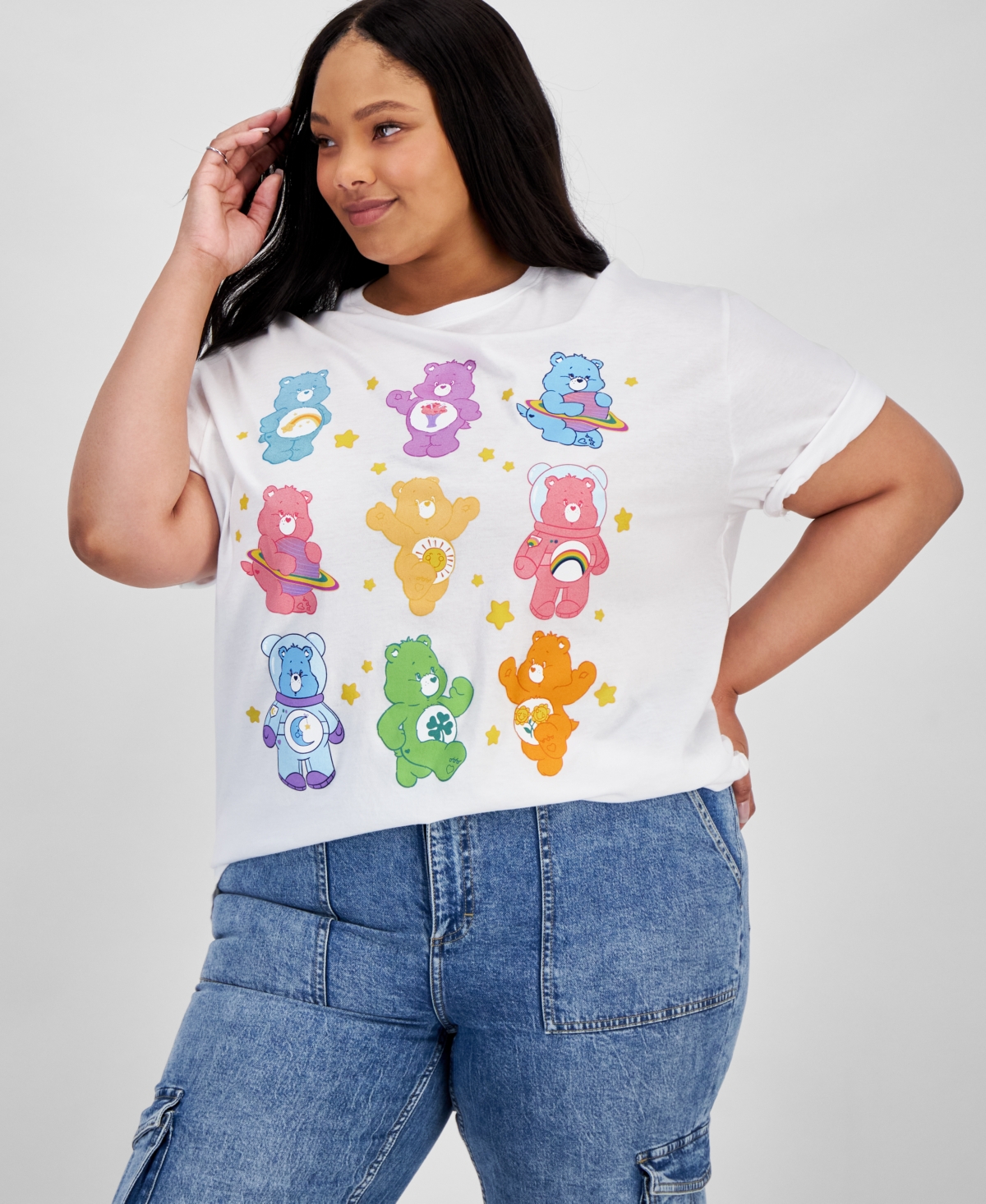 Trendy Plus Size Care Bears T-Shirt - White