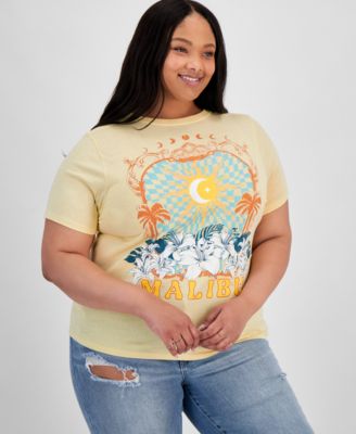 Rebellious One - Trendy Plus Size Malibu Graphic T-Shirt