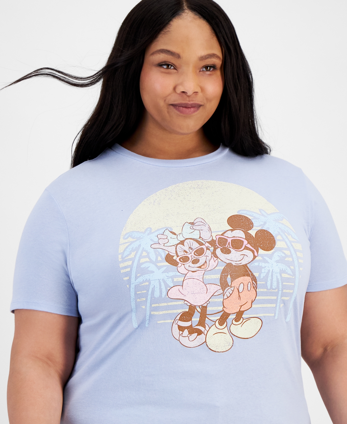 Shop Disney Trendy Plus Size Tropical Mickey And Minnie Graphic T-shirt In Kentucky B