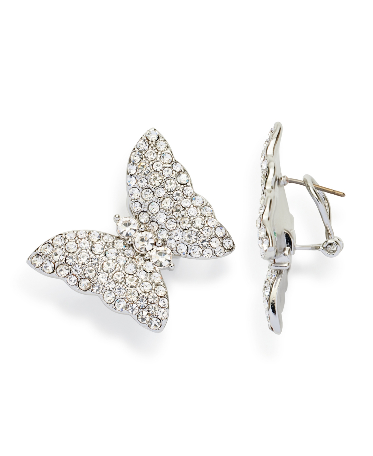 Shop Kleinfeld Faux Stone Pave Butterfly Post Earrings In Crystal,rhodium