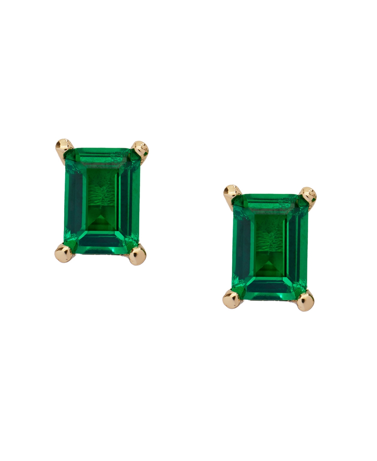 Cubic Zirconia Emerald Cut Stud Earrings - Crystal, Gold