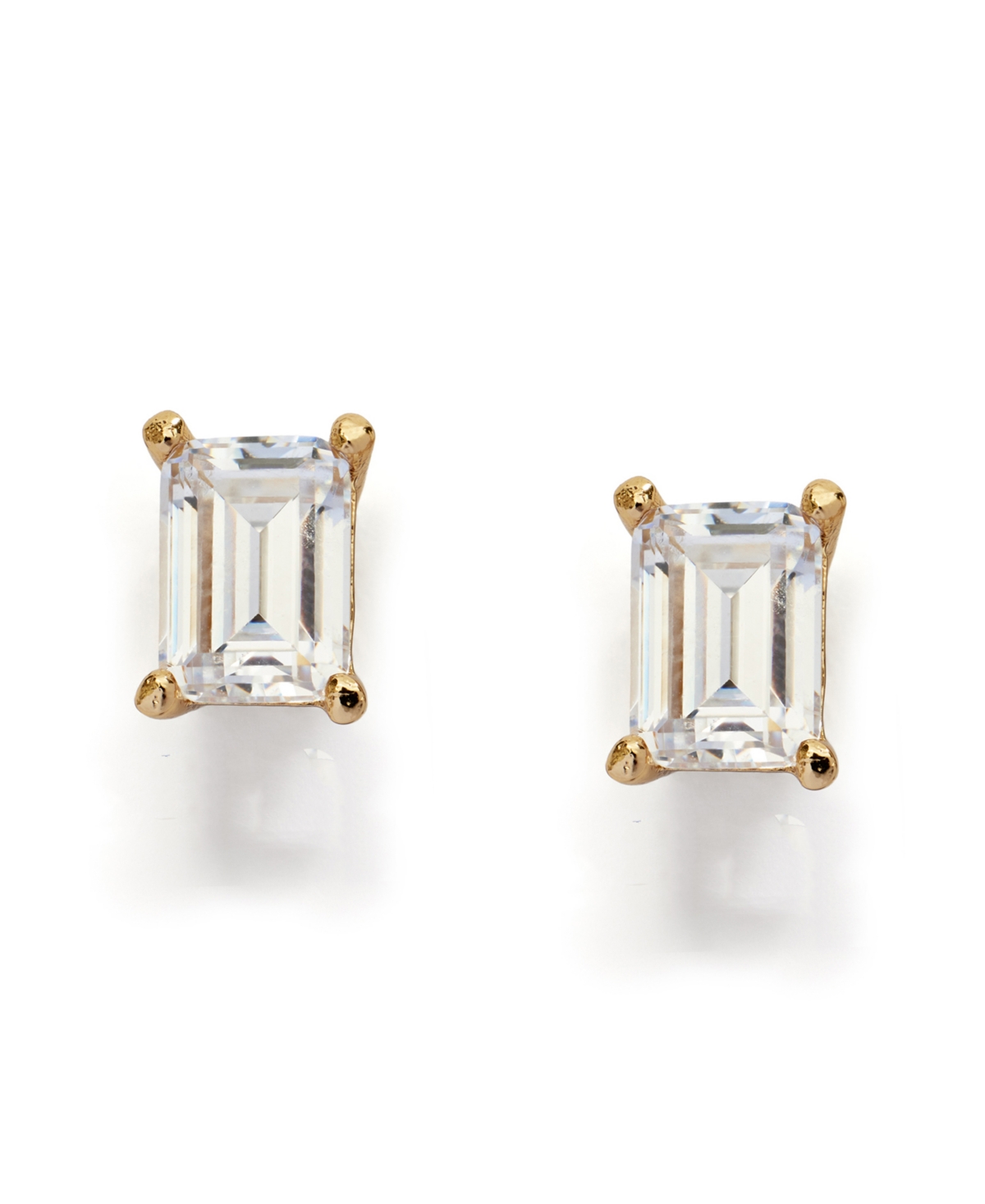 Kleinfeld Cubic Zirconia Emerald Cut Stud Earrings In Crystal,gold