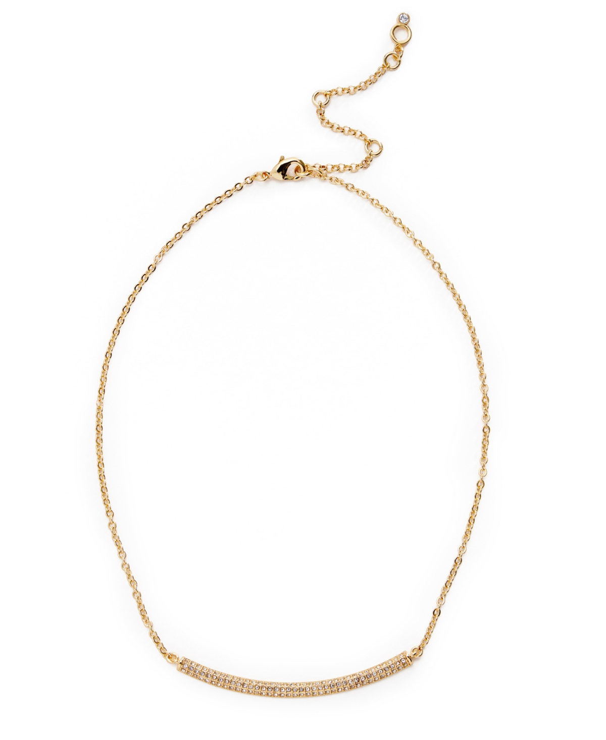 Faux Stone Pave Bar Delicate Necklace - Crystal, Gold