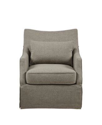 London 28"W Upholstered Skirted Swivel Armchair with Lumbar Pillow