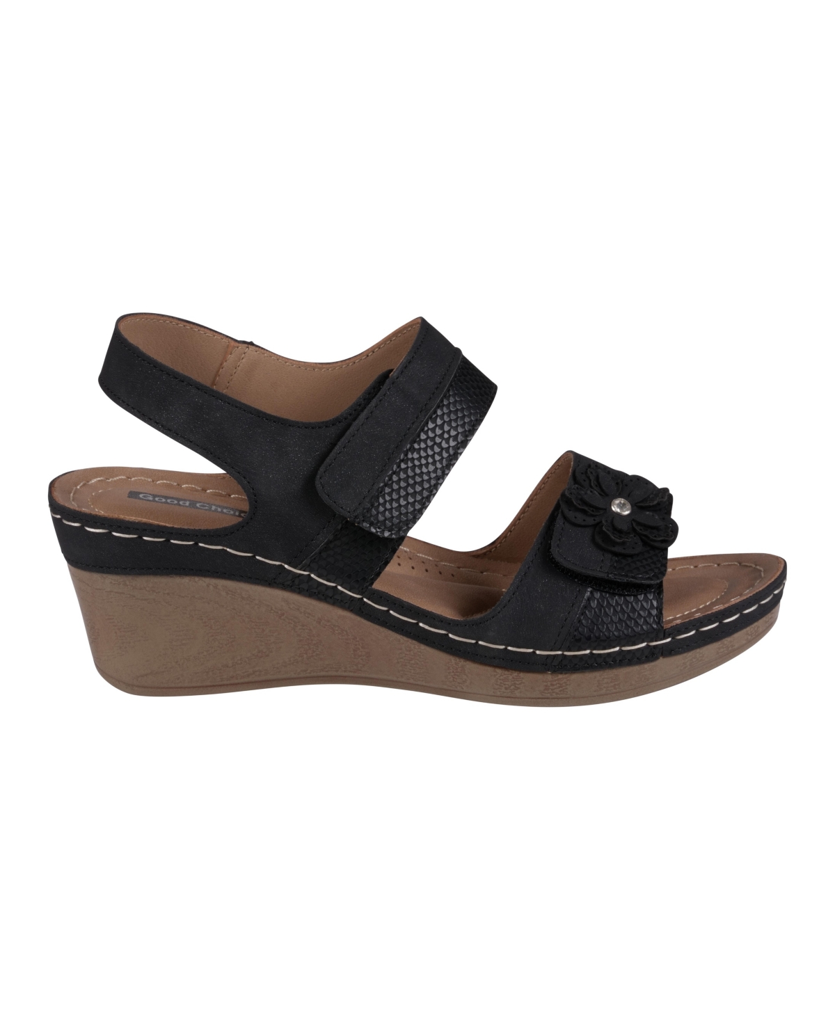 Gc Shoes Women's Tulip Stay-Put Double Band Flower Wedge Sandals