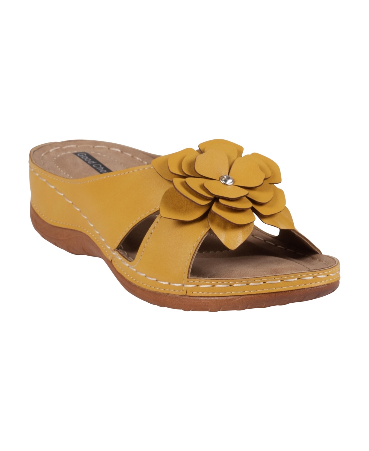 Gc Shoes Women's Joy Flower Rosette Comfort Sandals In Yellow