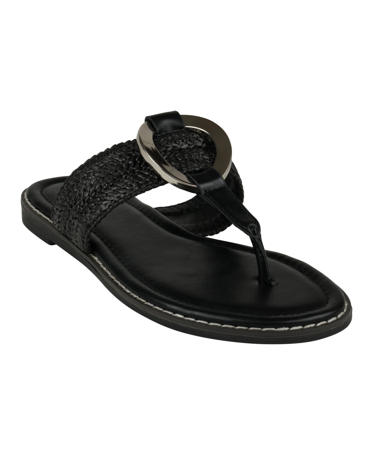 Gc Shoes Women's Jovie Woven Thong Flat Sandals In Black