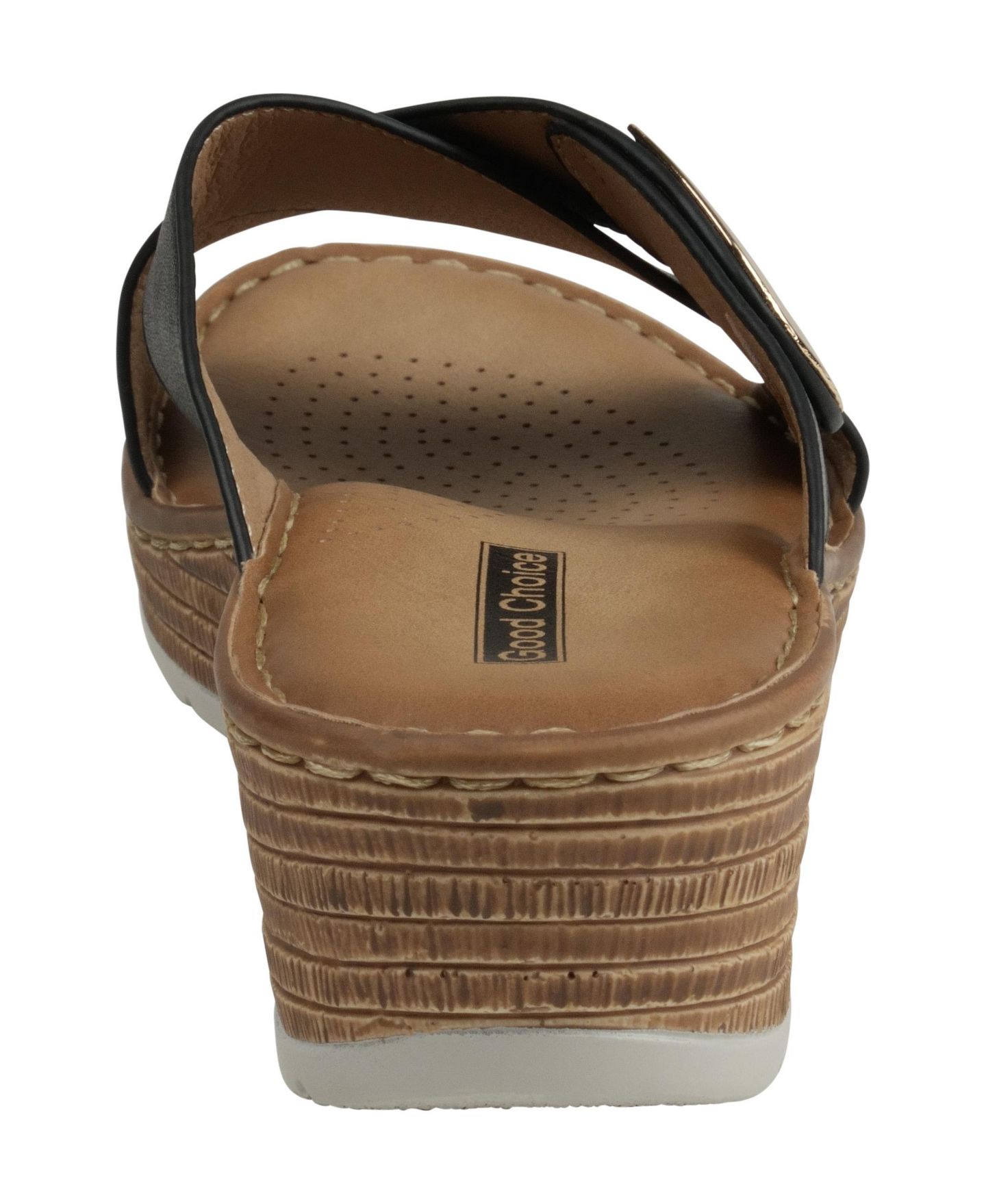 Женские сандалии GC Shoes Demi Cross Strap Hardware Slip-On Wedge, цвет: Чёрный — фото 3