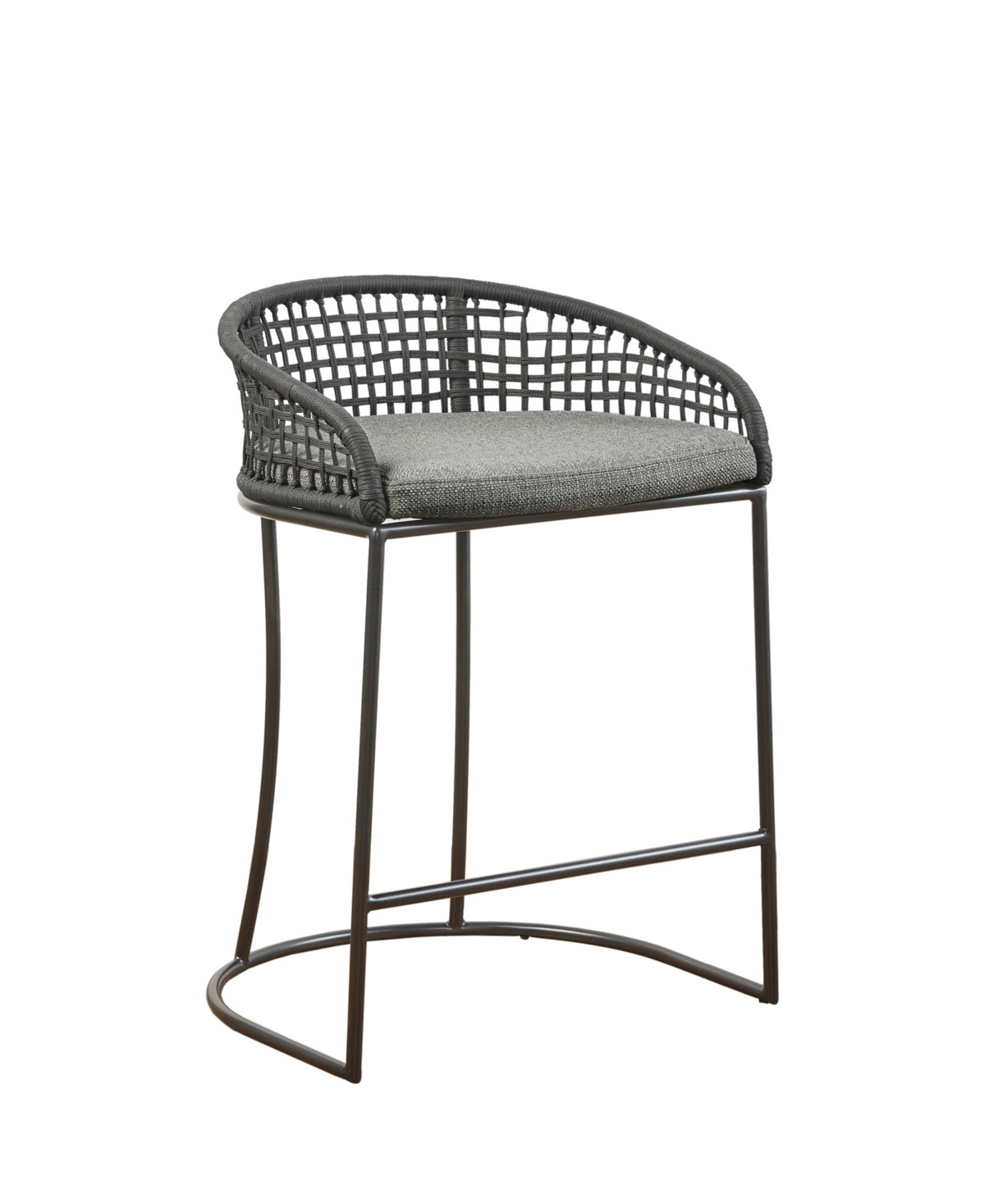 Madison Park Hermosa 21.5" Wide Woven Counter Stool In Dark Gray