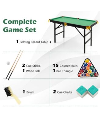 47 Inch Folding Billiard Table with Cues and Brush Chalk