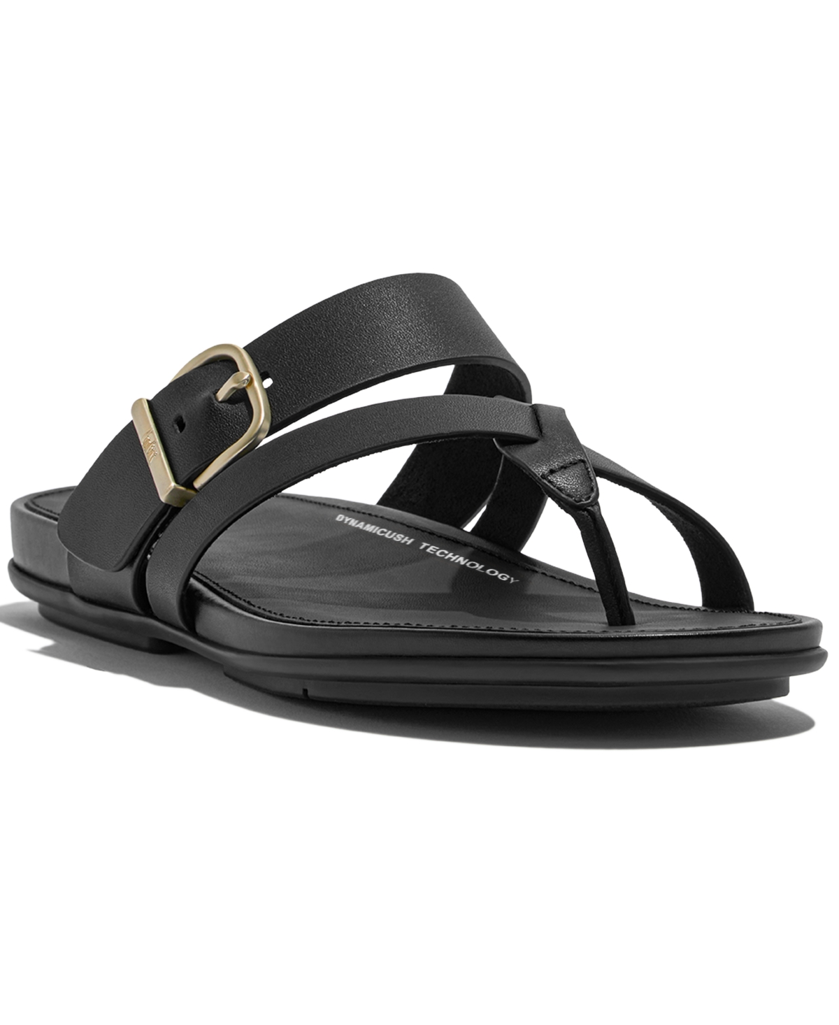 Shop Fitflop Women's Gracie Buckle Leather Strappy Toe-post Sandals In Black