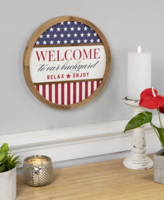 Welcome to our Backyard Americana Framed Wall Sign, 11.75"
