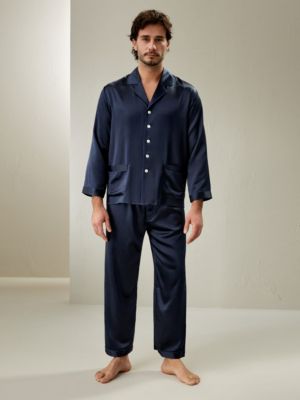 Men's Long Silk Pajamas Set for Men
