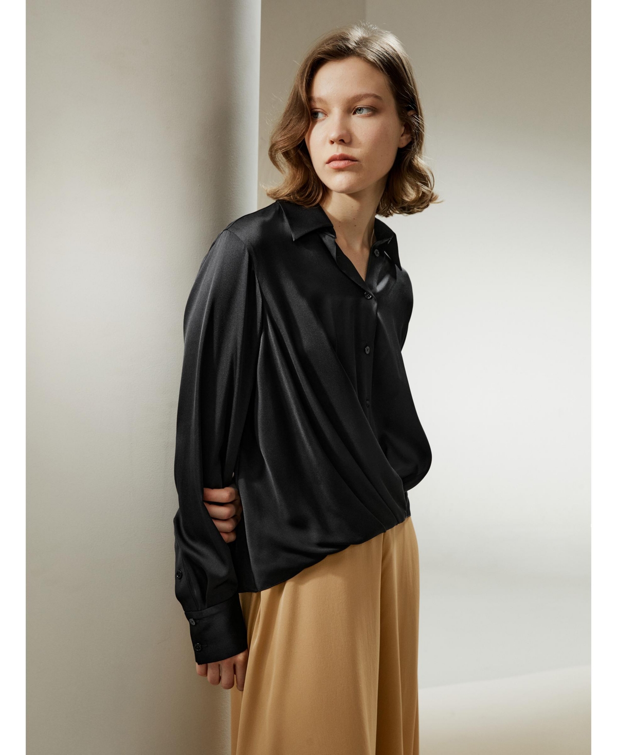 Lilysilk Women's Hem Pleated Silk Blouse