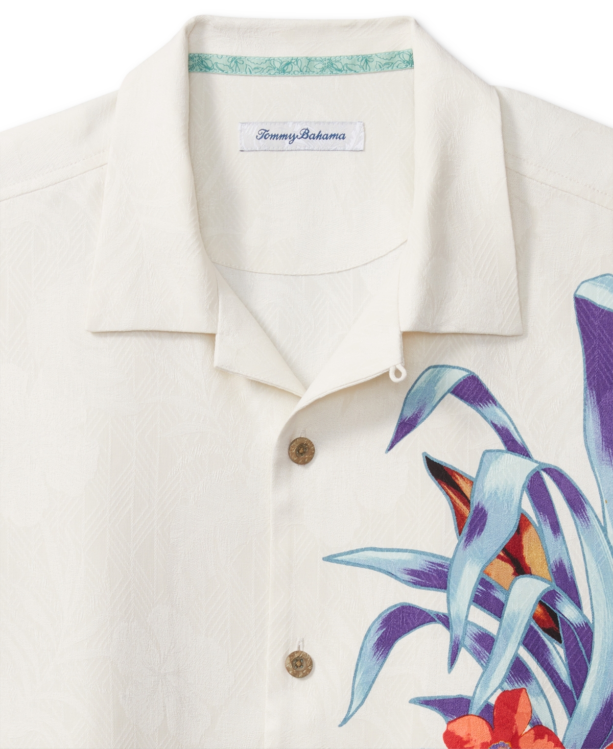Shop Tommy Bahama Men's Las Flores Isle Short Sleeve Printed Silk Button-front Camp Shirt In Vanilla Ice