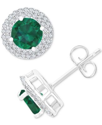 Amethyst (1-1/2 ct. t.w.) & Lab-Grown White Sapphire (1/2 ct. t.w.) Halo Birthstone Stud Earrings in Sterling Silver (Also in Additional Birthstones)